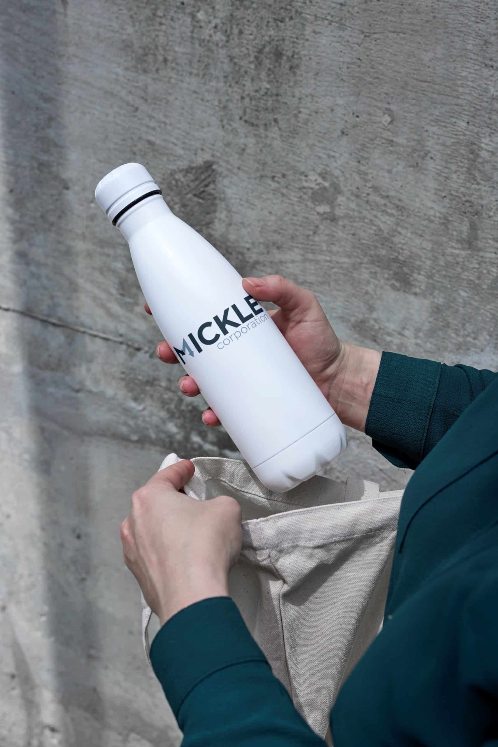 Mickle Corporation water bottle mockup
