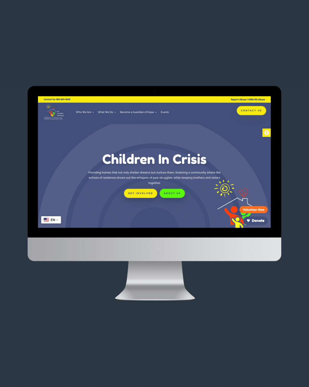 Children in Crisis Inc. Website Mockup