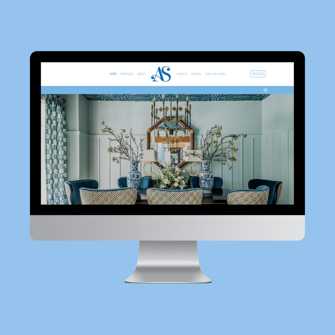 a computer screen with a interior design website